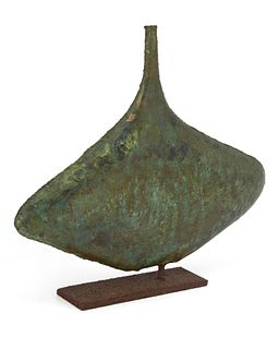 Marcello Fantoni (1915-2011), Vessel, circa 1950-1970, Patinated bronze, 13.5" H x 16" W x 2.5" D