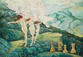 Elena Von Kohn (b. 1968), "Pieces Of Eden," Oil on canvas, 79.5" H x 54.25" W