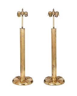 A pair of Stiffel-style brass columnar lamps