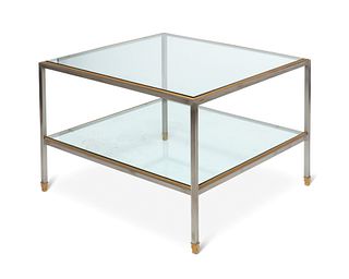 A P.E. Guerin "Dore" brass and glass coffee table