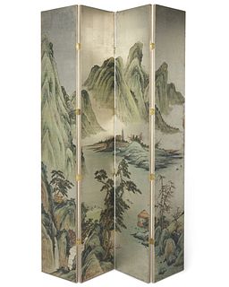 A Japanese silver leaf byobu screen