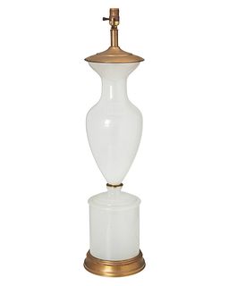 An Italian mid-century white glass table lamp base