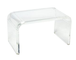 A modern Lucite coffee table