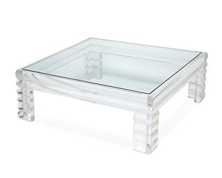 A postmodern Lucite coffee table