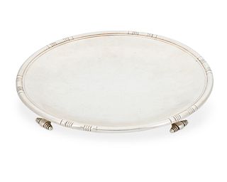 Georg Jensen (1866-1935), A sterling silver footed salver, 1.125" H x 10.75" Dia.