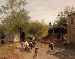 Hermann Herzog (American/German, 1832-1932)      Early Morning on the Farm