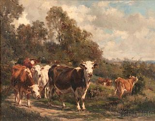 Marie Dieterle (French, 1856-1935)      Cows at the Forest Edge