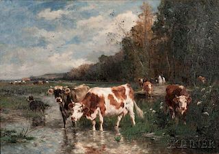 Marie Dieterle (French, 1856-1935)      Cows Watering