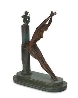 Romain (ErtE) de Tirtoff (1892-1990), "Prisoner of Love," 1980, Patinated bronze and chain, 15" H x 12.5" W x 6" D