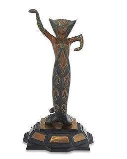 Romain (ErtE) de Tirtoff (1892-1990), "La Jalousie," 1980, Patinated, polished, and cold-painted bronze, 14.75" H x 8" W x 8.25" D