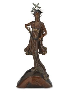 Romain (ErtE) de Tirtoff (1892-1990), "Peace," 1984, Polished, patinated, and cold-painted bronze, 26.25" H x 12.25" W x 5.25" D