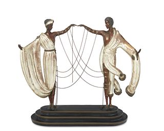 Romain (ErtE) de Tirtoff (1892-1990), "The Wedding," 1985, Patinated and cold-painted bronze, 16" H x 17.625" W x 5.75" D