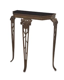 An Art Nouveau-style cast bronze console table