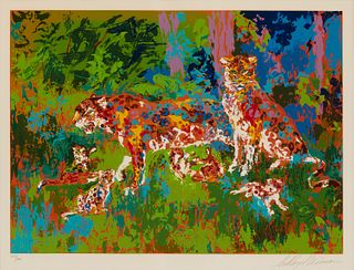 LeRoy Neiman (1921-2012), "Jaguar Family," 1980, Screenprint in colors on paper, Image: 17" H x 23" W; Sight: 19" H x 25" W