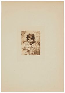 Francisco De Goya (1746-1828), "Un Mendiant," Etching on paper, Image: 3.25" H x 2.375" W; Sheet: 11.75" H x 8" W