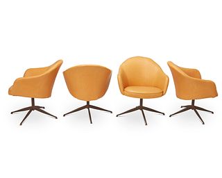 Maurice Burke (1921-2013), Four Space Age dining chairs for Arkana, circa 1960s, Each: 30 H x 24" W x 19" D