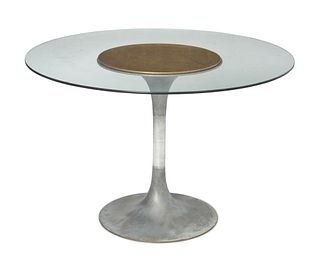 Maurice Burke (1921-2013), An aluminum tulip-style dining table, 25.5" H x 39" Dia.