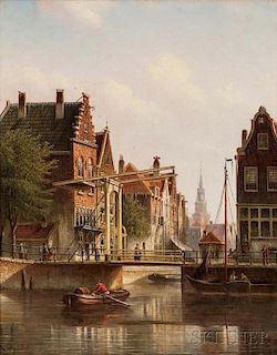 Johannes Franciscus Spohler (Dutch, 1853-1894)      Quiet Amsterdam Canal