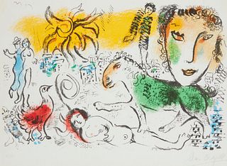 After Marc Chagall (1887-1985),"XXe Siecle," 1973, Lithograph in colors on smooth white wove paper, without watermark, Image: 12.25" H x 19.5" W; Shee