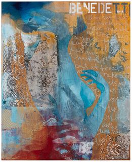 Joanna Cutri (b. 1975), "Waking Up to the Space Between," 2009, Mixed media on canvas, 59.25" H x 47.5" W x 2" D