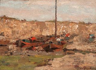 Jacob Maris (Dutch, 1837-1899)      Canal Boats