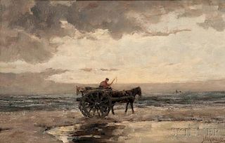 Jan Hillebrand Wijsmuller (Dutch, 1855-1925)      Horse-drawn Cart on Beach