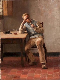 Evert Pieters (Dutch, 1856-1932)      A Quiet Smoke