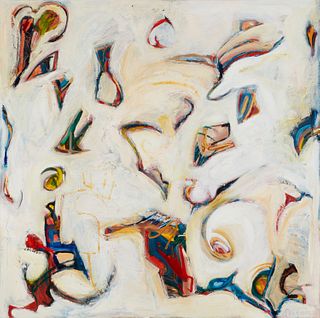 Contemporary Abstract School, "Celebration," 1990, Oil on canvas, 36" H x 35.5" W