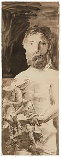 After Pablo Picasso (1881-1973), "Etude Pour L'homme au Mouton," 1967, Lithograph on two sheets of paper, Sheet/Image: 42.5" H x 16" W