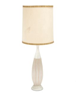 A mid-century modern pottery table lamp