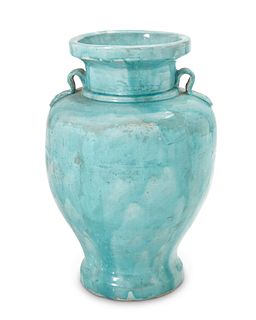 A Pakistani glazed terracotta jar