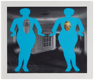 Jill Giegerich (b. 1952), "Two Female Figures," 2001, Ink jet giclee in colors on thick wove paper, Image: 19.5" H x 23.375" W; Sheet: 23" H x 27" W