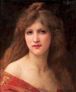 Charles Amable Lenoir (French, 1861-1940)      Portrait of a Girl in a Red Dress