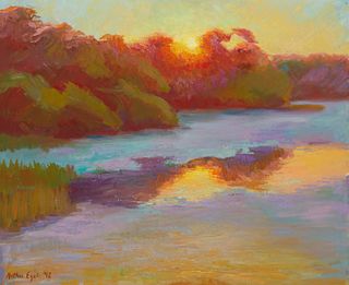Arthur Egeli (b. 1964), "Sunrise," Oil on canvas laid to board, 24" H x 30" W