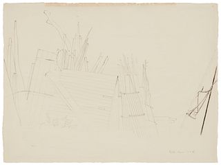 William Dole (1917-1983), "Woodyard - Porta Portege," 1963, Ink on paper, Image/Sheet: 15.75" H x 21" W