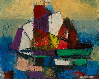 Israel Abramofsky (1888-1975), Abstract, Oil on artist board, 8.75" H x 10.25" W