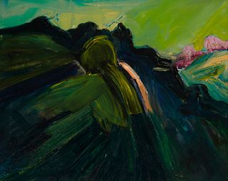 Blanche Brody (20th century), Mountain vista, Oil on canvas, 24" H x 30" W