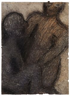 Michael Haas (b. 1934), "Couple," 1983, Charcoal on handmade paper, Image/Sheet: 41.5" H x 29.5" W