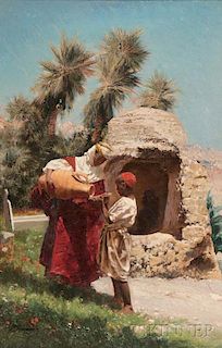 Peter Conrad Schreiber (German, 1816-1894)      Pouring Water at an Oasis