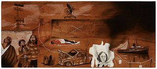 Eduardo Talledos (b. 1981), "Ciudad," 2008, Mixed media on wood panel, 11.875" H x 27.5" W x 1.125" D