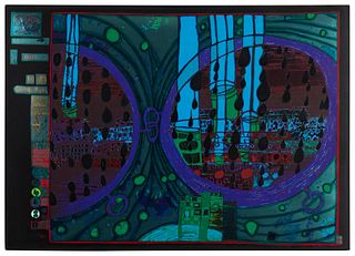Friedensreich Hundertwasser (1928-2000), Untitled from "Look at it on a Rainy Day (Regentag Portfolio)," 1970-72, Screenprint in colors with metallic 
