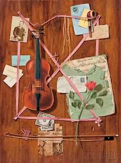 Gayle Blair Tate (American, b. 1944)      Trompe l'Oeil with Violin