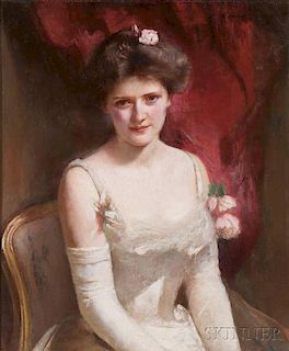 Kenneth Frazier (American, 1867-1949)      Lady with a Flower on her Sleeve