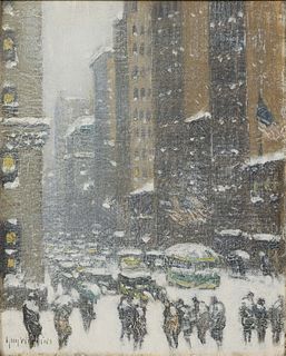 GUY CARLETON WIGGINS (AMERICAN, 1883-1962) MANHATTAN SNOW SCENE 