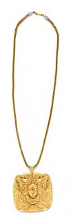 A Miriam Haskell Goldtone Egyptian Revival Necklace.