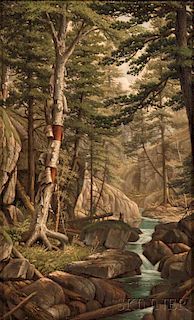 Attributed to Levi Wells Prentice (American, 1851-1935)      White Birch Along a Stream