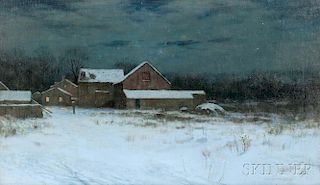 Charles Warren Eaton (American, 1857-1937)      Twilight Landscape with Farm in Snow
