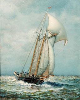 James Gale Tyler (American, 1855-1931)      Sailing in a Stiff Breeze
