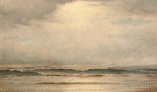 William Frederick de Haas (American, 1830-1880)      Waves Along the Beach