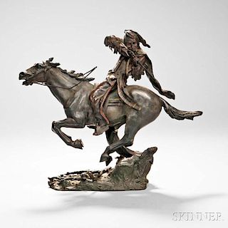 Carl Kauba (American/Austrian, 1865-1922)      Native American Rider Taking Aim